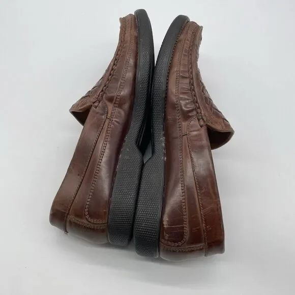 Florsheim Marshall Men's Size 10 D Brown Woven Leather Slip On Shoes Loafers - Picture 7 of 9
